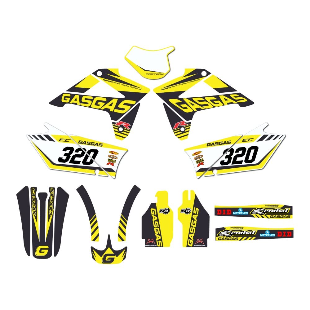 Kit autocollants Gas-Gas EC 07-09 jaune pour moto enduro
