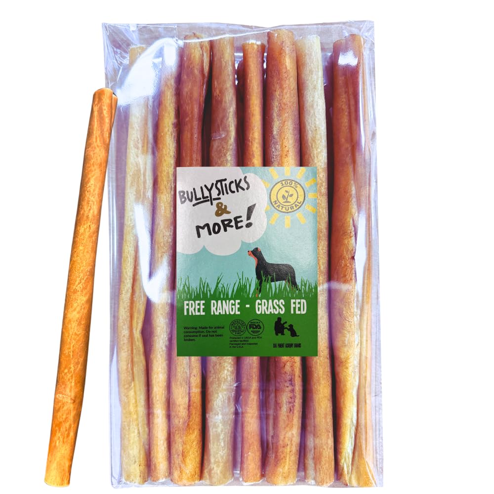 BULLYSTICKS &amp; MORE 12 Inch Beef Collagen Sticks for Dogs (Regular Size - 8 Count)- Bones for Dogs - No Hide Sticks Beef Cheek Rolls