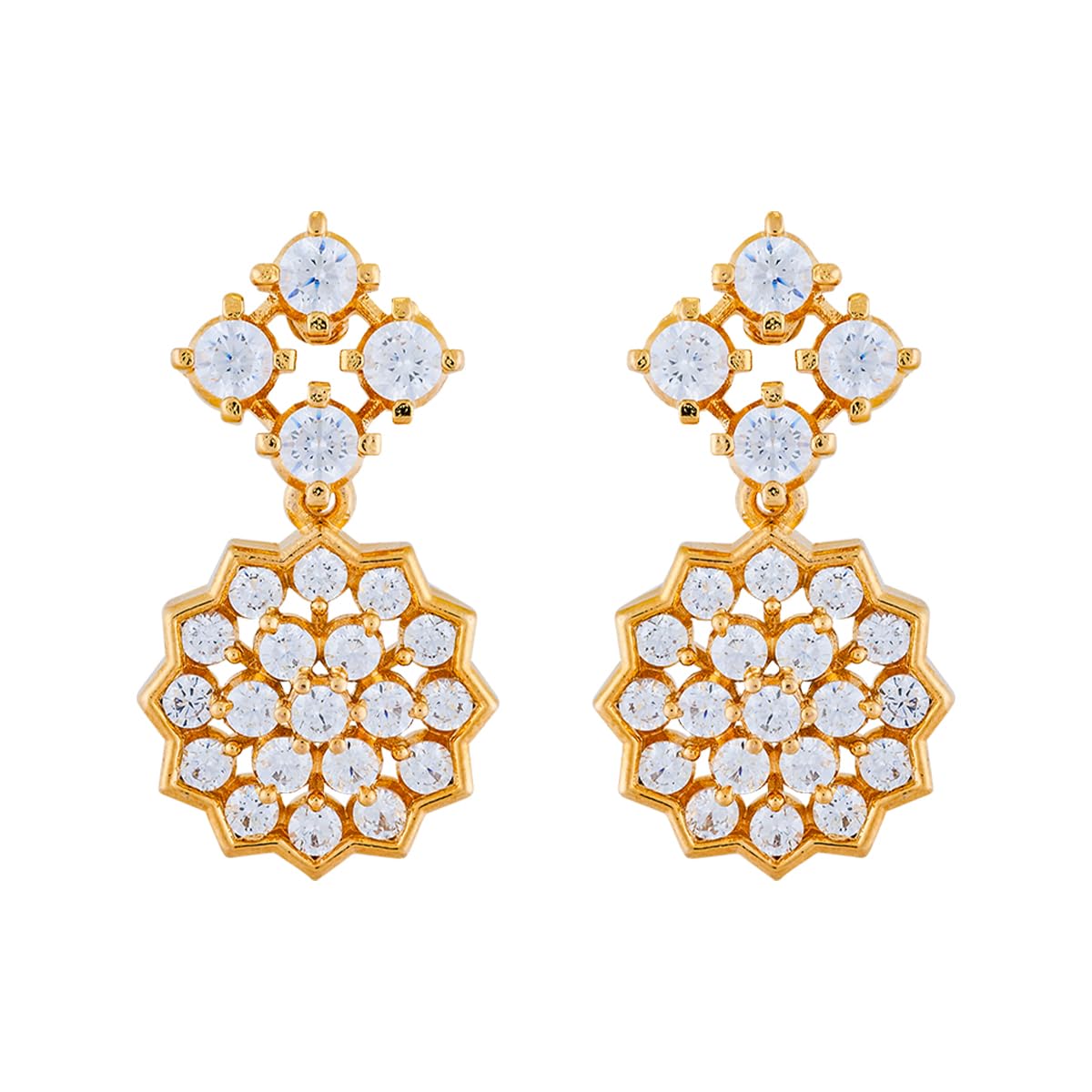 kushal's Fashion Jewellery white gold polished copper zircon hanging earrings set for women | Best for festive & Special Occasion - 462941-picture-18