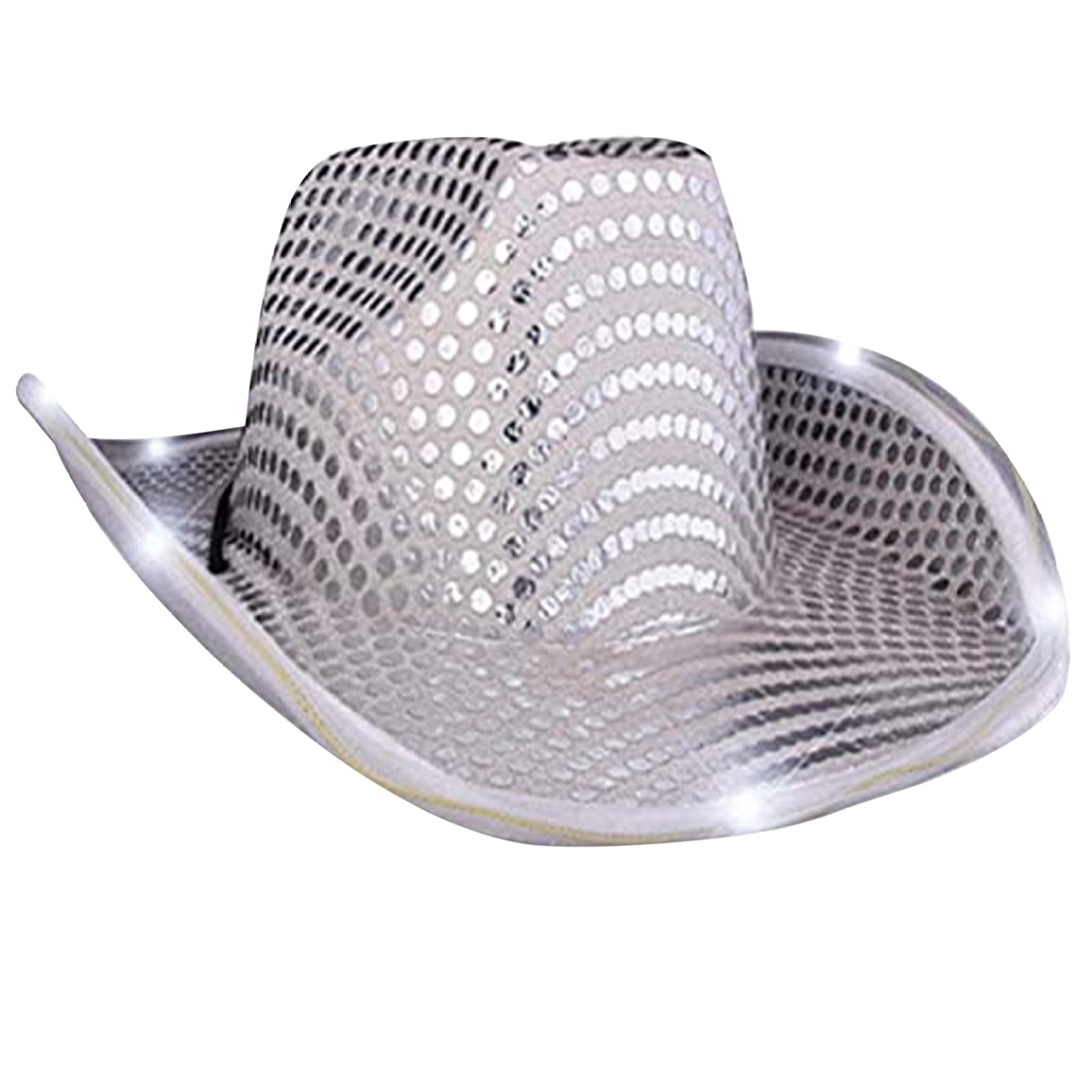CNAFGBGG Sombrero de vaquero de lentejuelas para mujeres Sombrero de vaquero de lentejuelas con luz LED brillante sombrero vaquero de vaquero