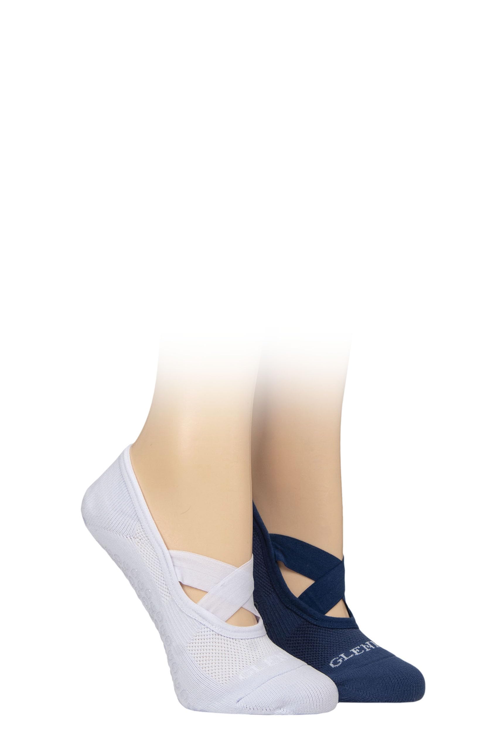 Glenmuir Women's Lilac / Blue ’S Cushioned Sole Yoga Shoe Liner Socks – 2 Pair Lightweight Breathable Low Cut Trainer Socks, Soft Comfortable Fitness Footwear – Uk 4-8 Lilac/Blue
