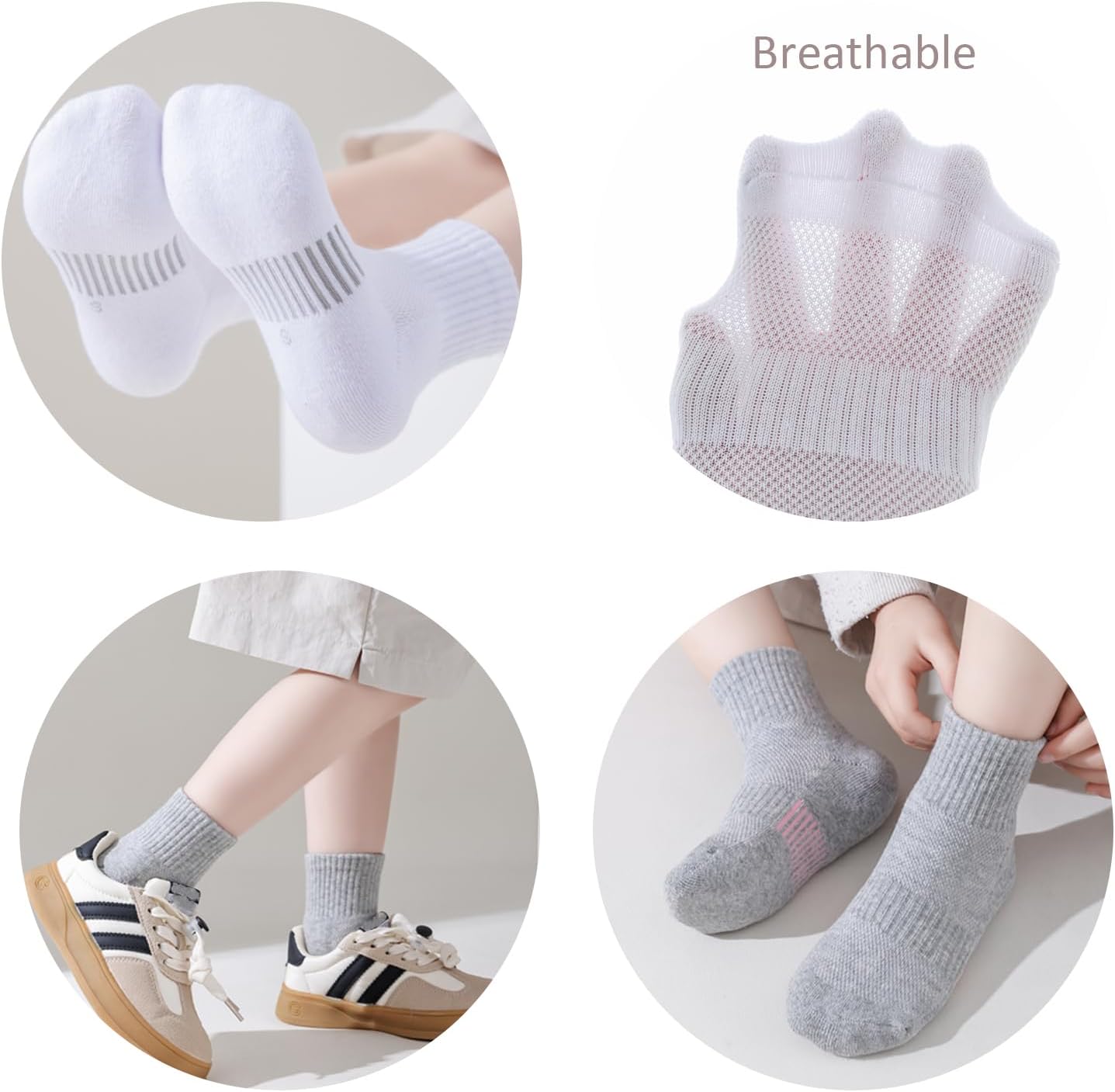 Marchare Kids Athletic Socks Half Cushioned Crew Socks Ankle Socks Kids Cotton Sport Socks - Image 4