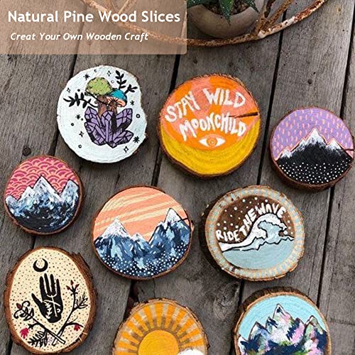 120 Pcs Unfinished Natural Wood Slices - About 1\" - DIY Round Tiny Wood Kit with Bark for Wooden Crafts Wedding Decorations (1\") - Thumbnail 3