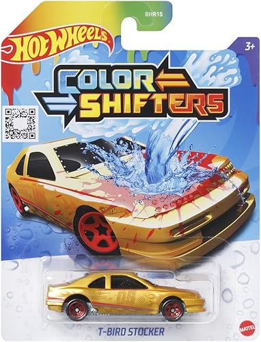 Vehículo coleccionable de cambio de color con ruedas calientes fundidas a presión - T-Bird Stocker Car ~ Coche de carreras de oro a rojo