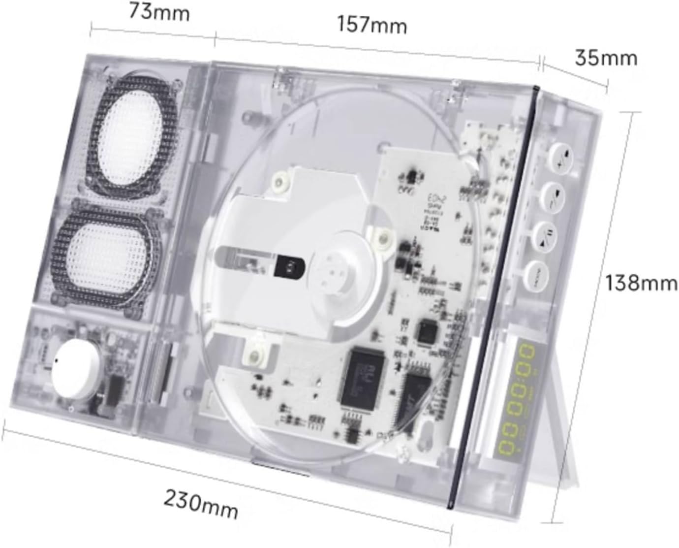 Lettore CD 3 in 1 con altoparlante Bluetooth staccabile, design portatile e ricaricabile, uscita stereo da 3,5 mm per la casa o l'ufficio