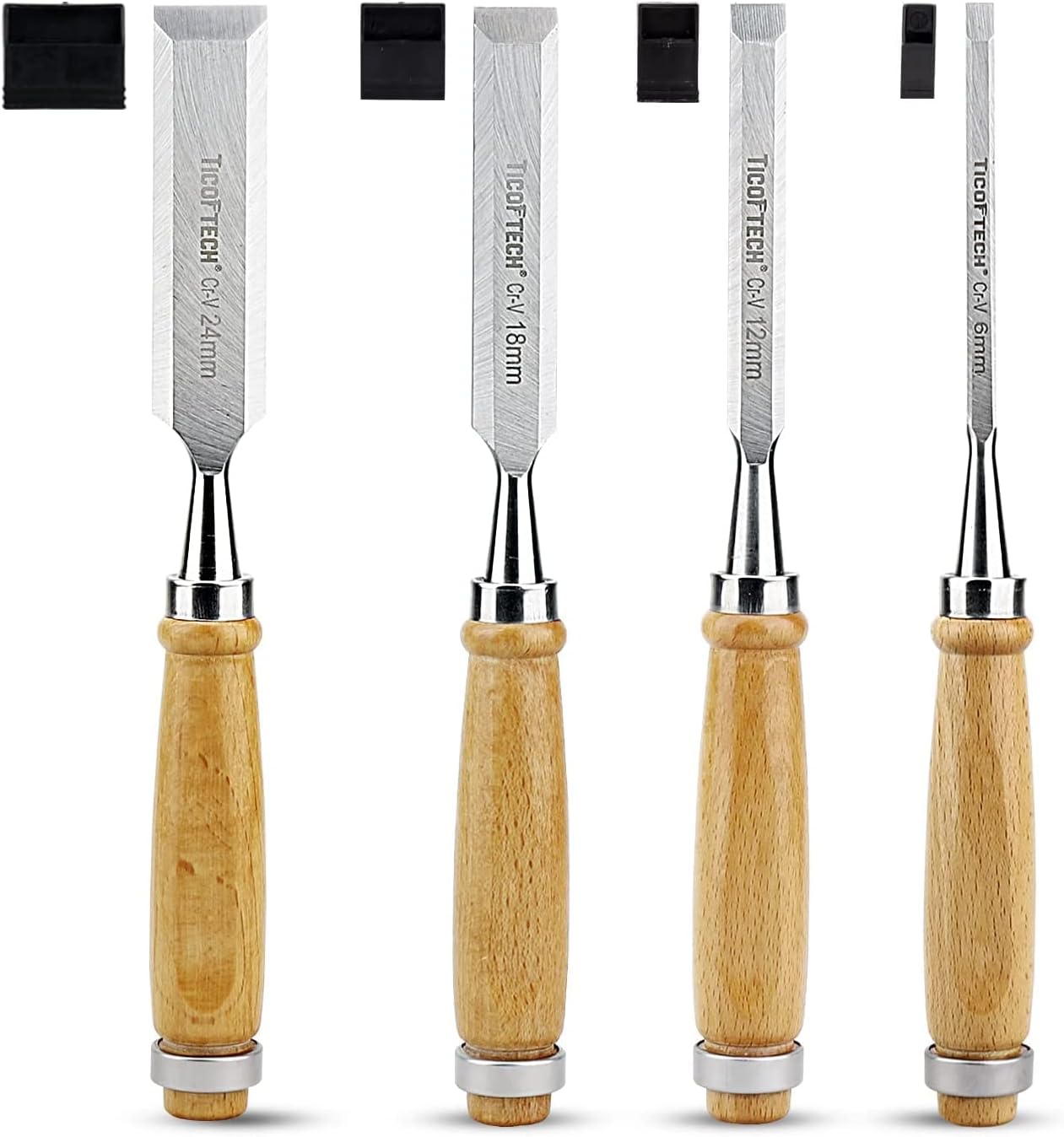 TICOFTECH Wood Chisel Sets, 4 Pieces Chisel Set 1/4", 1/2", 3/4" and 1