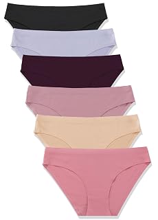 FINETOO 6 Pack Women’s Seamless Hipster Underwear No Show Panties Invisibles Briefs Soft Stretch Bikini Underwears XS-XL - Amazon product rated Grade A