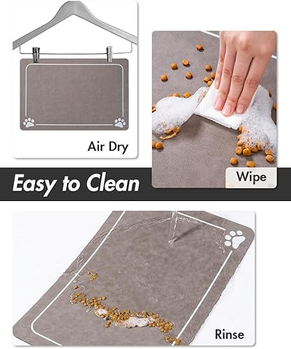Miniatura 4 de Tapete de alimentación para mascotas, tapete absorbente de secado rápido para alimentos y agua, sin manchas, fácil de limpiar, dispensador de agua