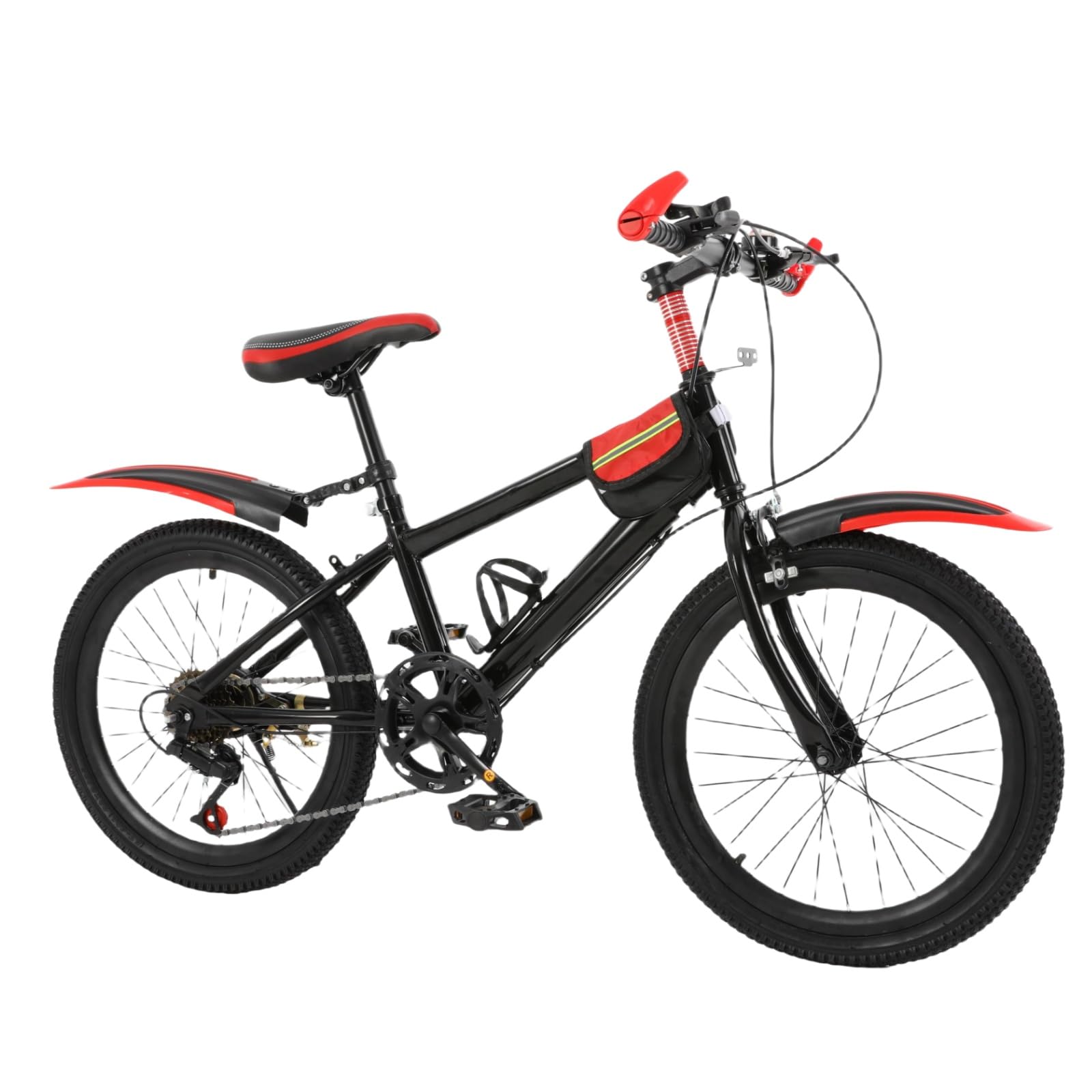 Bicicletta per bambini da 20 pollici, 7 marce, freno a doppio disco, per ragazzi e ragazze, regolabile in altezza, mountain bike, con supporto per tazza d'acqua e campana bussola