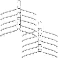 Cabide com economia de espaço: 2 pacotes 5 em 1, vários cabides para roupas, antiderrapante, acolchoados, resistentes, organizador de armário | Conjunto de 2 cabides para várias camisas