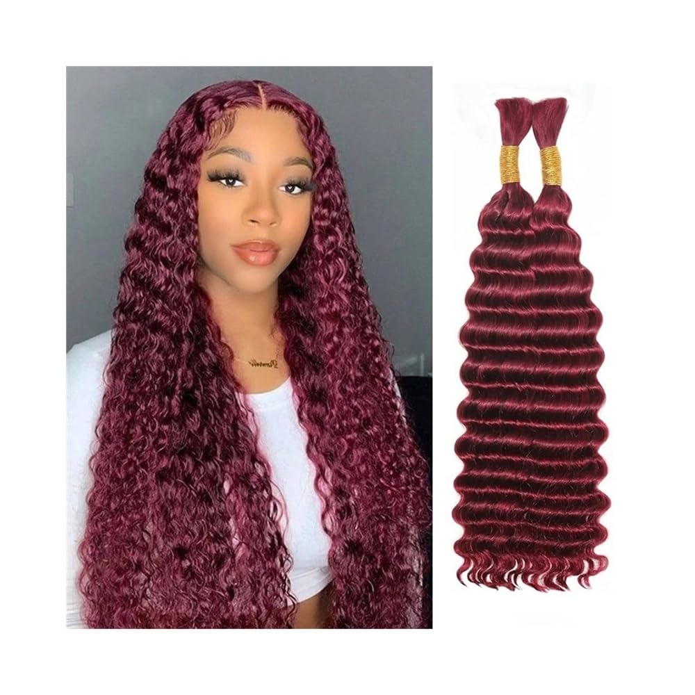 Splatanie włosów 99J Burgundowe Głębokie Fale Ludzkie Włosy Do Zaplatania Bez Osnowy Kręcone Brazylijskie Dziewicze Włosy Rozszerzenia Kobieta(20inches)