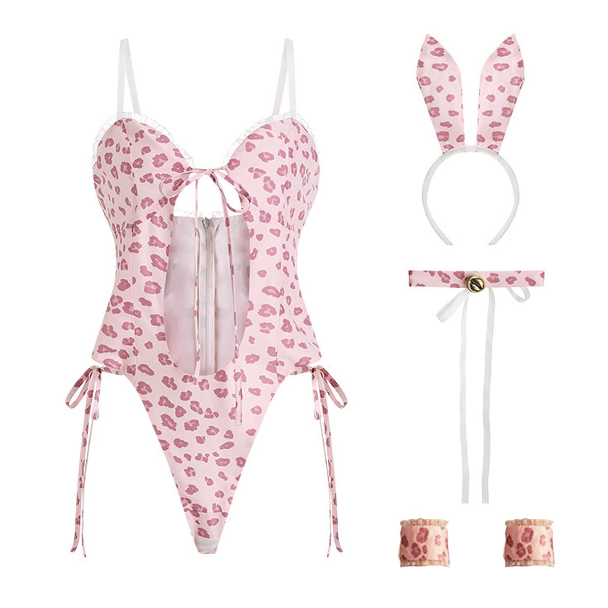 SNOMYRS Sexy Cosplay Bunny Costume Anime Pink Rabbit Role Playing Lingerie For Women Bodysuit Bunny Suit With Rabbit Ears
