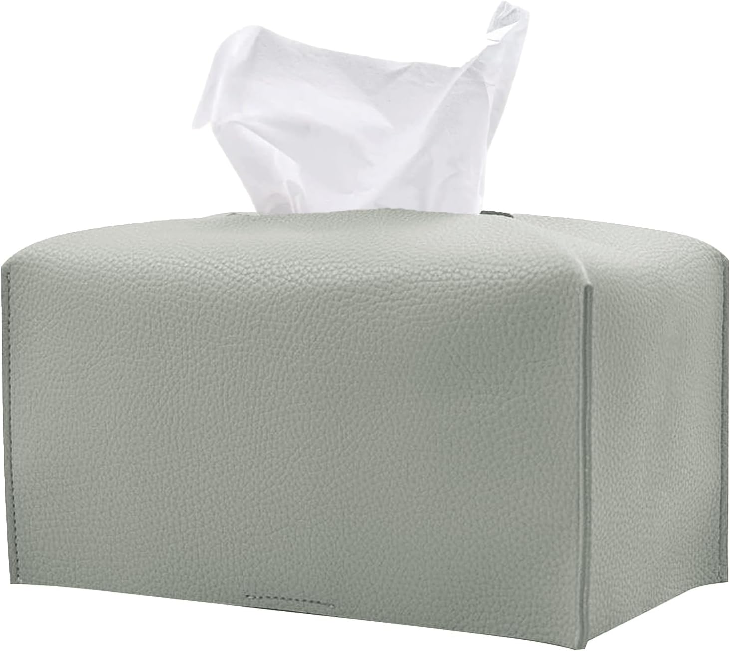 1PC Extra Large Rectangle Tissue Box Cover, PU Leather Rectangular Tissue Box Holder with Bottom Belt Plus Size Tissue Box Organizer for Bathroom/Car/Hotel/Office (9.5’’x5’’x5’’, Grey)