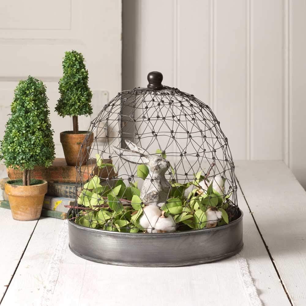 CTW Home Collection French Chicken Wire Cloche with Tray (1)