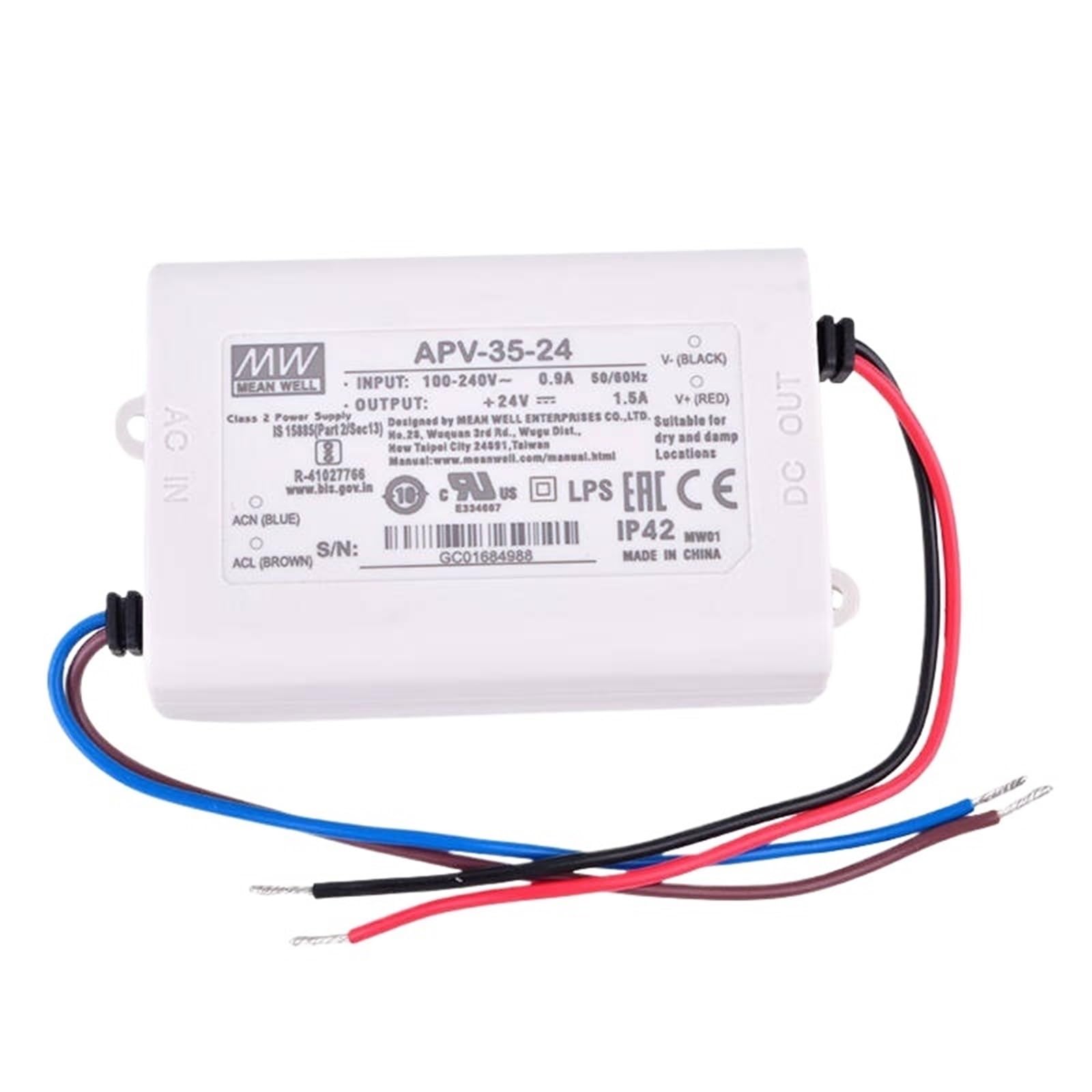 FCARUMIQP APV-35-24 24V 1.5A Constant Voltage Single Output Switching Power Supply LED Driver
