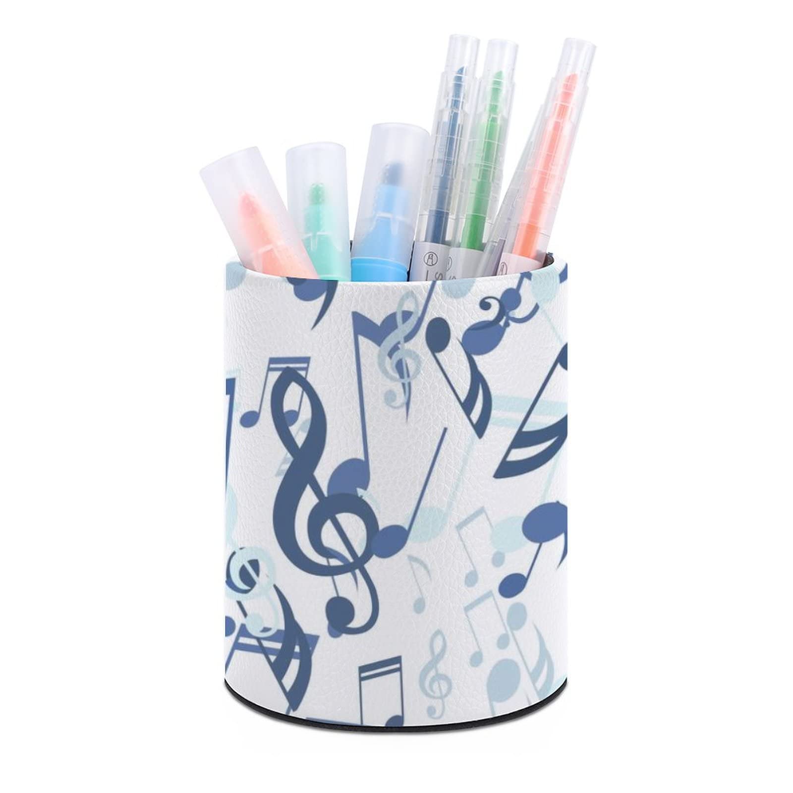 Pen Holder Musical Notes Blue Battern Pencil Holders Desktop Storage Case Stationery Supplies Makeup Brush Holder