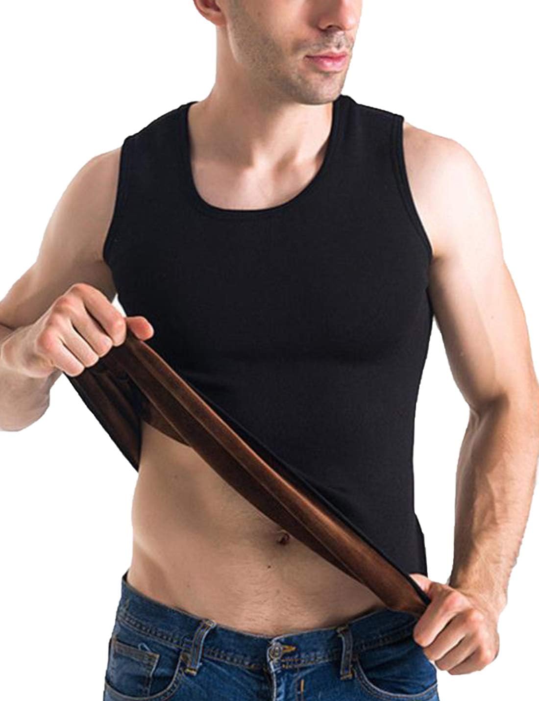 Mens Cotton Winter Warm Thermal Tank Top Fleece Lined Underwear Sleeveless Vest