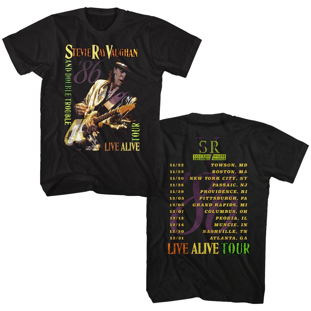 Stevie Ray Vaughan Tシャツ Eric Clapton Stevie Ray Vaughan Live Alive Tour Black Adult T-Shirt - Walmart.com
