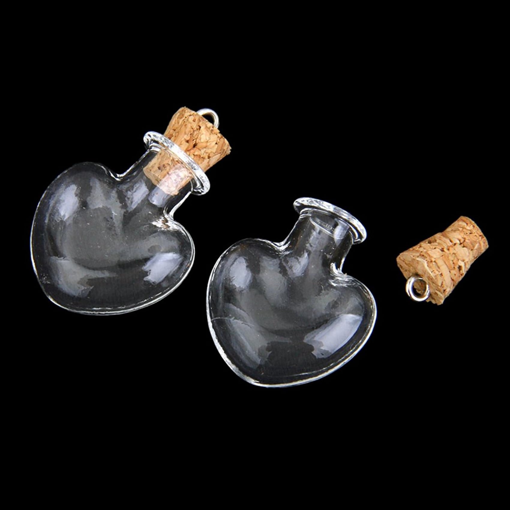 40Pcs Coppa di Vetro Bottiglia di Vetro Ampolle Ciondoli Bottiglia di Lana A Forma di Cuore