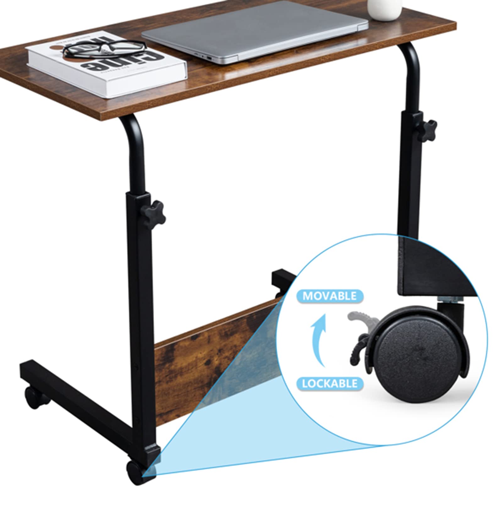Portable Standing Desk with Wheels Small Mobile Work Desk Height Adjustable Rolling Standing Desk Compact Tray Table for — view 7