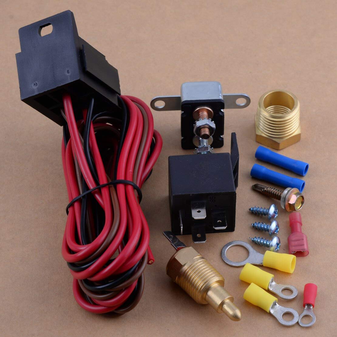Davitu Cables, Adapters & Sockets - CITALL 175 185 Degree DC 12V 4 Pins Engine Cooling Fan Thermostat Temperature Switch Sensor Relay Harness Kit