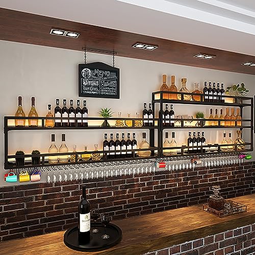 Naścienny stojak na wino, metalowy stojak wiszący o dużej pojemności, żelazna pływająca półka na butelki alkoholu, przechowywanie wina i dekoracja do kuchni, jadalni
