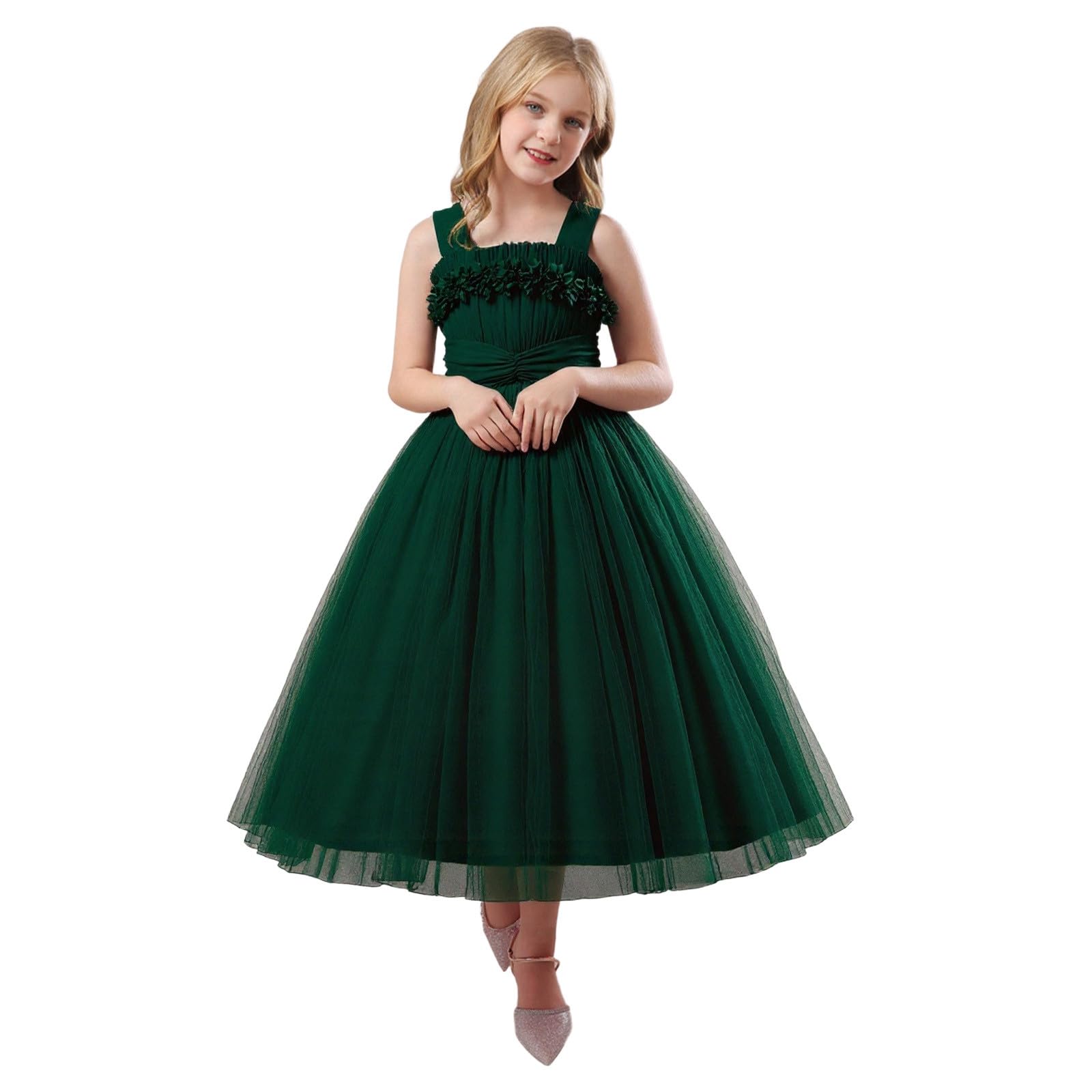 Vestido de verano para niñas con tutú sin mangas elegante 7