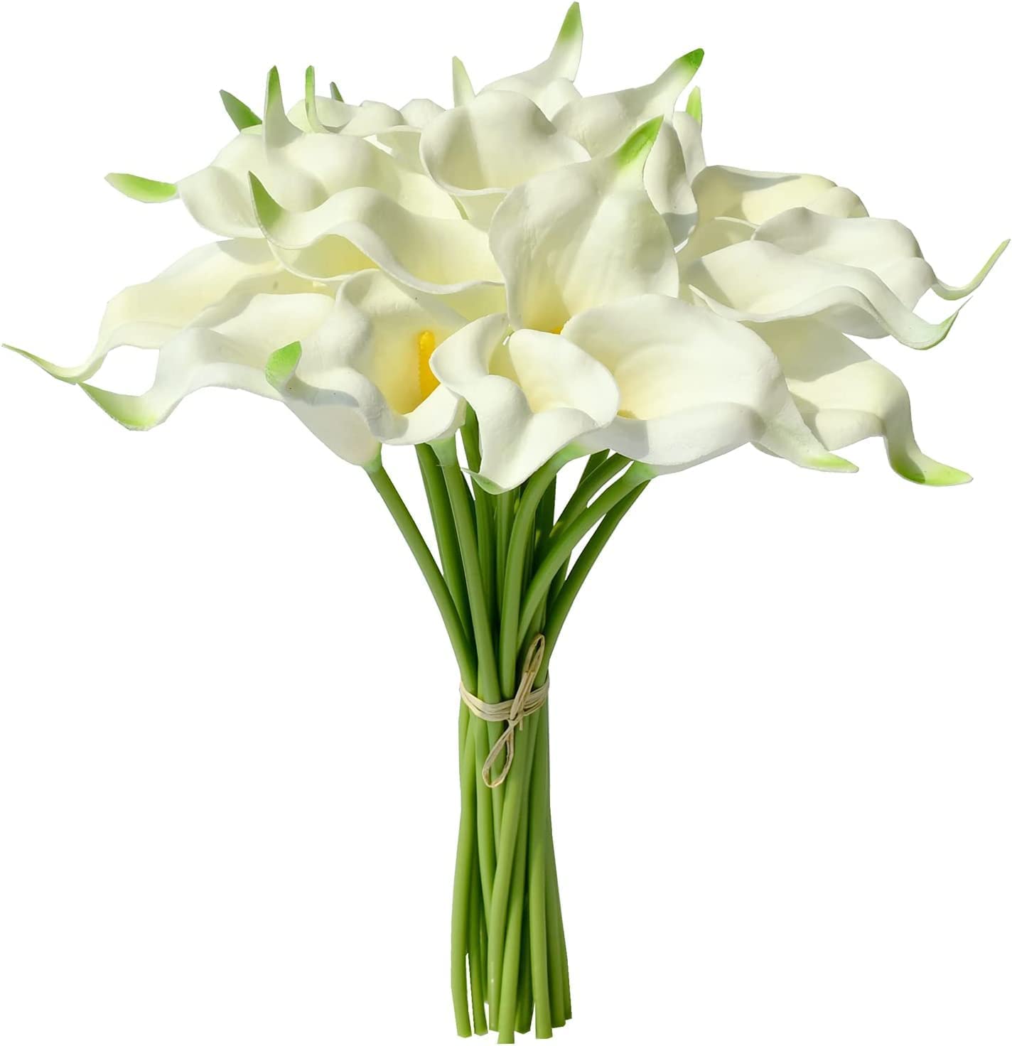 WENBO 20pcs Flowers Artificial Calla Lily Silk Flowers for Home Kitchen & Wedding (White)
