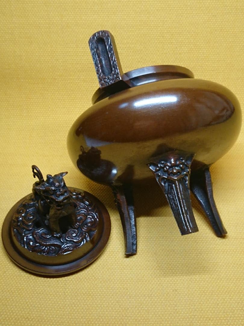 Amazon.co.jp: 香炉 獅子蓋 鋳銅 茶道具 置物 インテリア 工芸品 美術