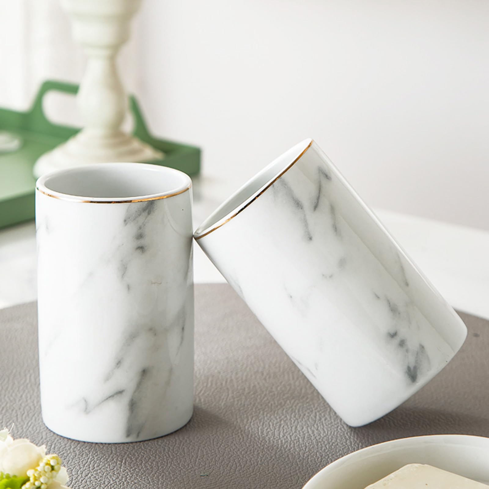Set dispenser di sapone in ceramica, accessori da bagno con portaspazzolino, portasapone, tazza per spazzolino da denti, per appartamenti e hotel