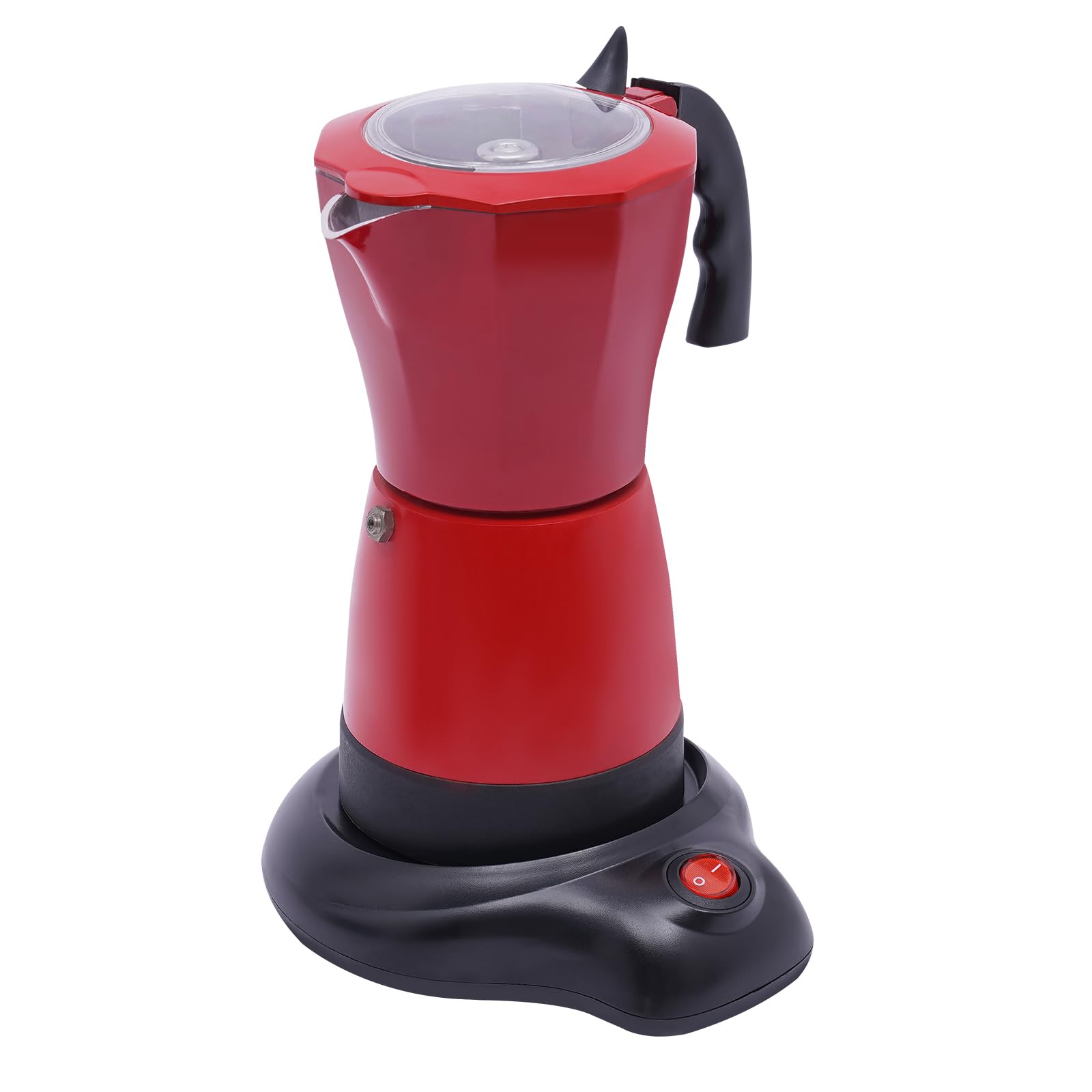 Cafetera espresso eléctrica, cafetera espresso eléctrica, con base, para 6 tazas de espresso de 300 ml, color rojo
