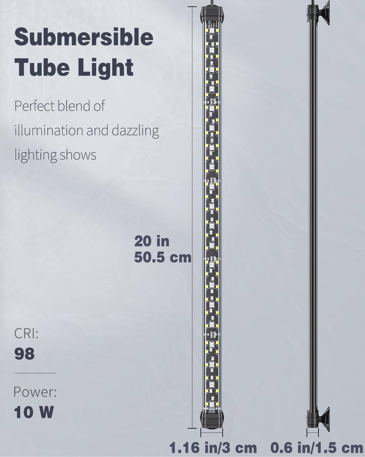 Pawfly 10 W Aquarium LED Light 20 Inch 24/7 Fish Tank Light with Full Spectrum Brilliant White Blue Red Green Lights Multi-Colored LEDs with D/N Mode Single Color Effects Timer & Adjustable Brightness - image 4