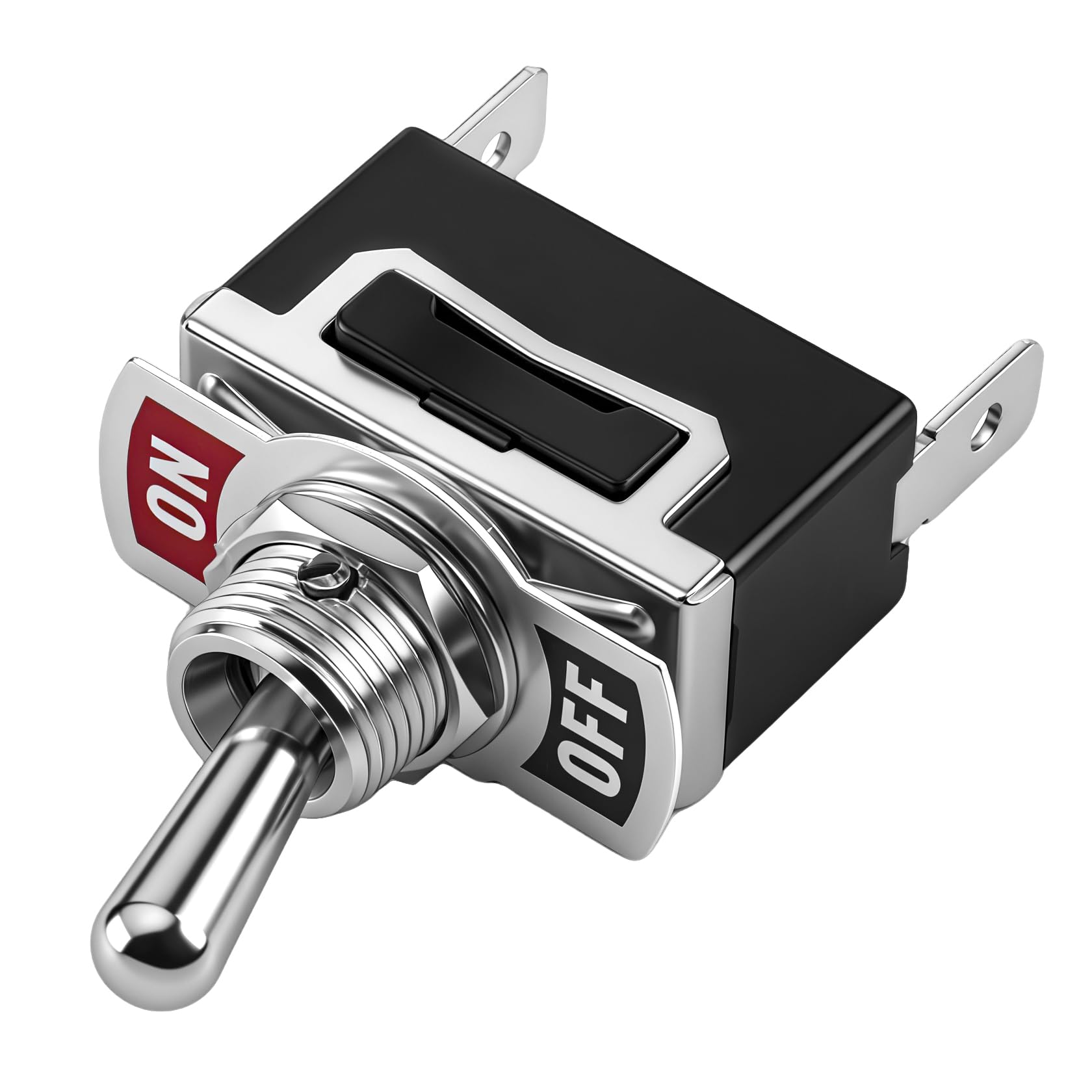 Heschen Przełącznik dźwigienkowy z metalu, C511A, SPST, światło ciągłe, wł./wył. 2 pozycje, 15 A 250 V AC, 2 wtyczki płaskie, CE (20)