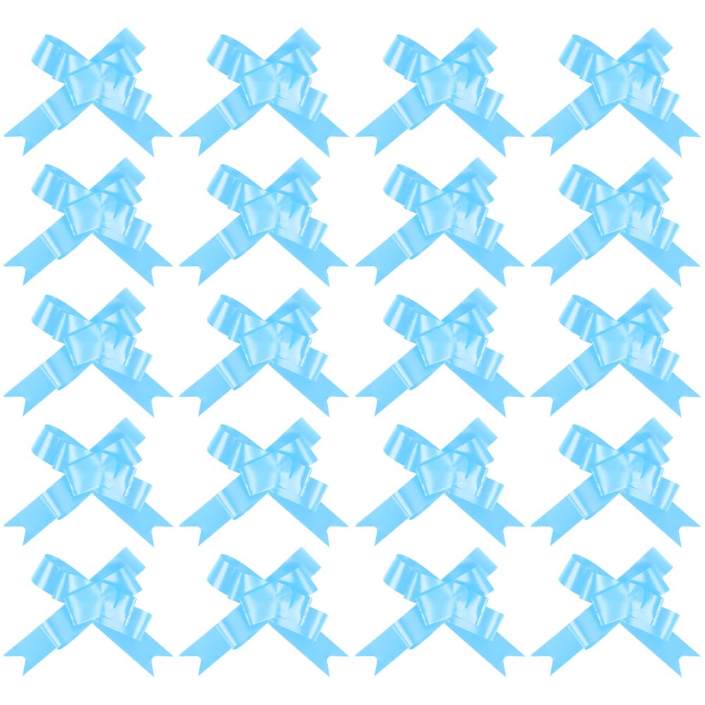 LOVETRENDS Pull Bows - Baby Blue - Pack of 20 Ribbons for Making Butterfly Bows - Great for Present Wrapping and as a Party Decoration