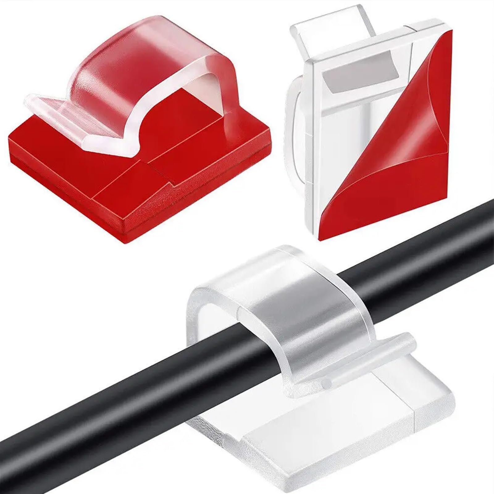40 Stück Selbstklebende transparente Wand-Kunststoff-Clips, Drahthalter, Kabel-Clips, Kabelmanagement for Lichterketten-Dekoration(Transparent)