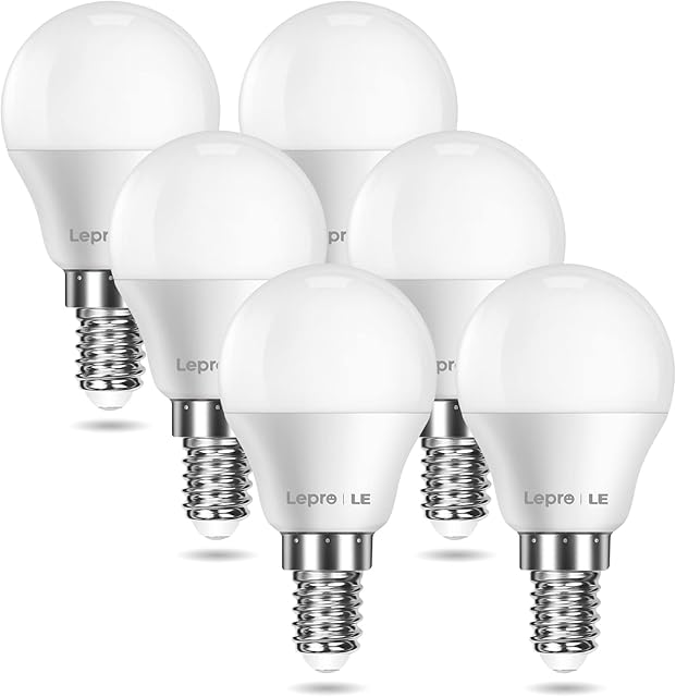 Lepro E14 LED Light Bulb, Warm White 2700K P45 E14 Golf Ball Bulb, 4.9W 470lm Small Edison Screw Bulb, 40W Equivalent SES Bulb, Energy Saving Golfball E14 LED Bulb, Non-dimmable, Pack of 6