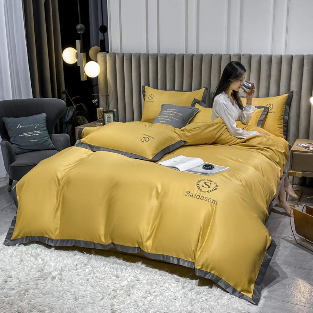 夏の両面アイスシルク4ピースシルクキルトカバーベッドノルディックスタイルシート Amazon｜夏に洗ったシルク4ピースアイスシルク羽毛布団カバー