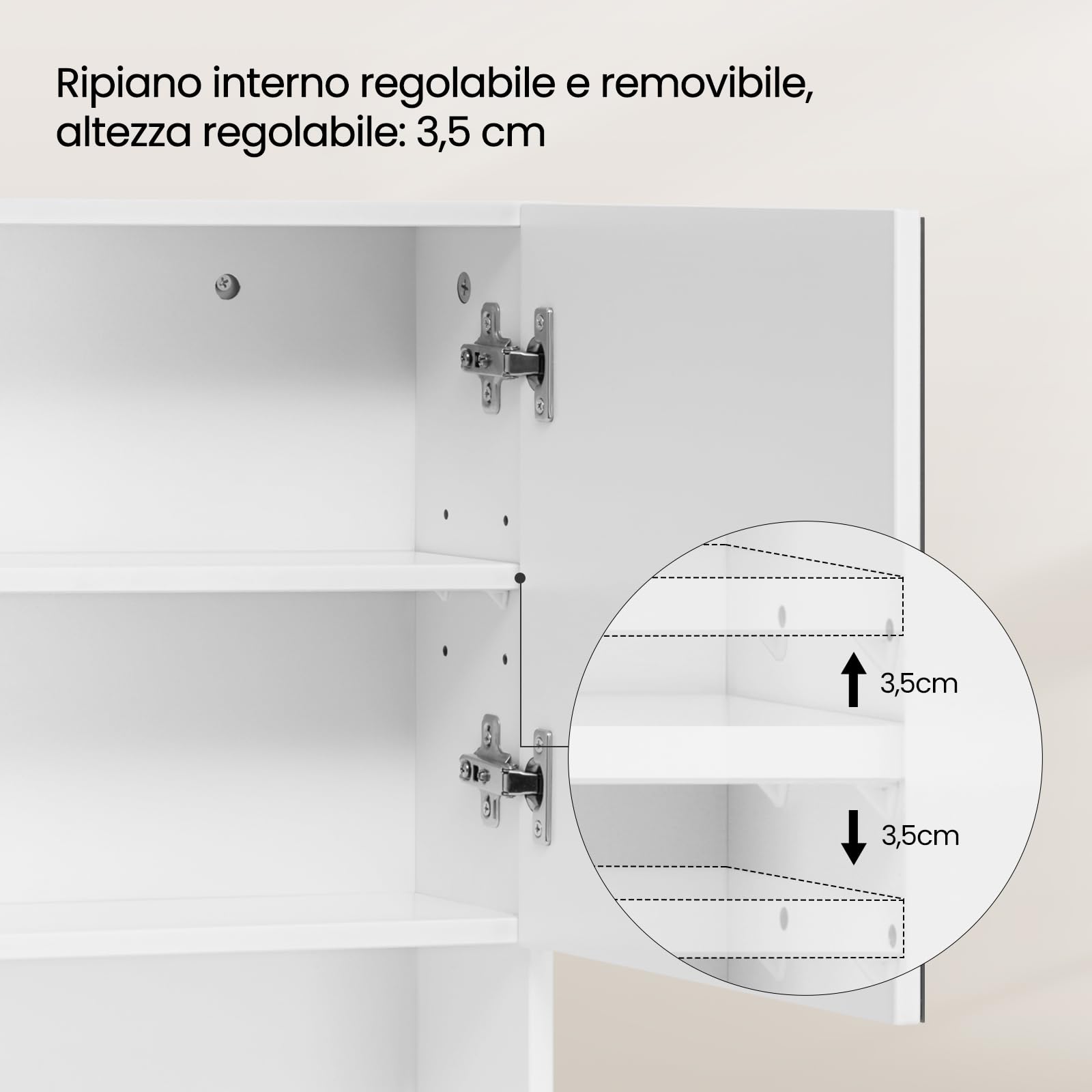 EUGAD Mobiletto Specchio Bagno Contenitore Sospeso, Bianco