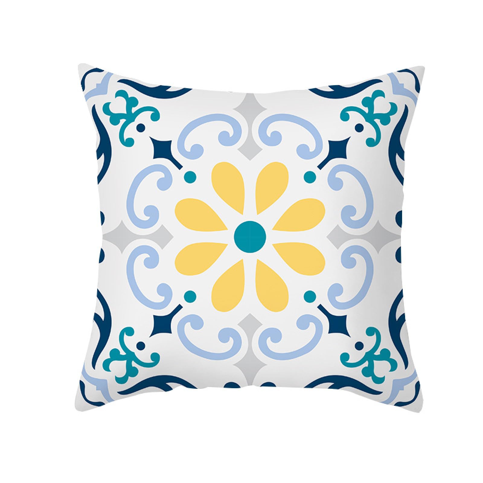 Cushion Covers Yellow Geometric Flower Pillow Cases Soft Linen Cushions with Covers Included Washable Sofa Cushions with Invisible Zip Pillowcase Breathable Pillow Cover 50x50 Cushion Cover 1 Pack