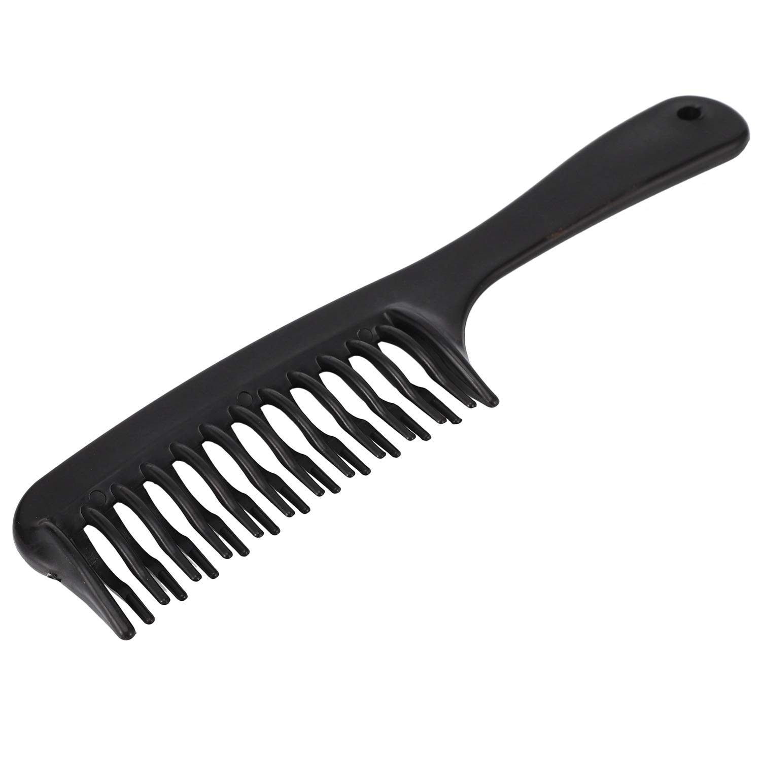 Peine de champú desenredante de doble diente negro con para cabello rizado y húmedo