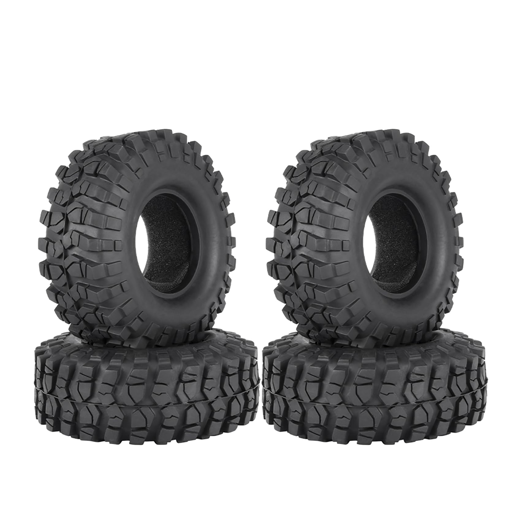 KINGCOO 4PCS RC Crawler Rubber Tires 1.9 inch Wheels Tyres for 1:10 RC Rock Crawler Car Off-road Model Car for Axial SCX10 90046 CC01 D90 D110 TF2 Tamiya TRX4 Gen8 Upgrade Parts (108x42mm)