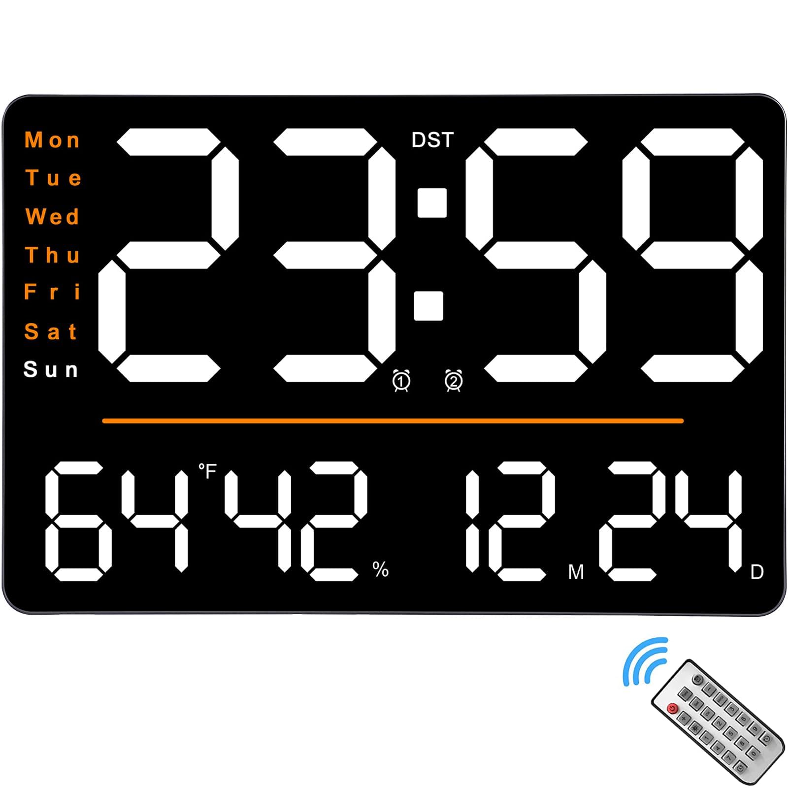 Sponsored Ad – KASTWAVE Large Digital Wall Clock, with Remote, 15.6” Large Display LED Wall Clock, with Day/Date/Temperature/Humidity, Auto Dimming, Timer, for Living Room/Gym/Shop/Warehouse/Office Decor