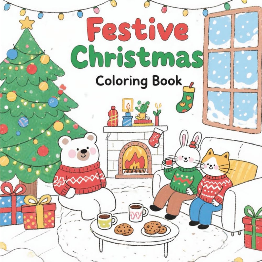 Festive Christmas Coloring Book: Delightful Holiday Designs for Kids and Adults to Enjoy Christmas Cheer and Relaxation