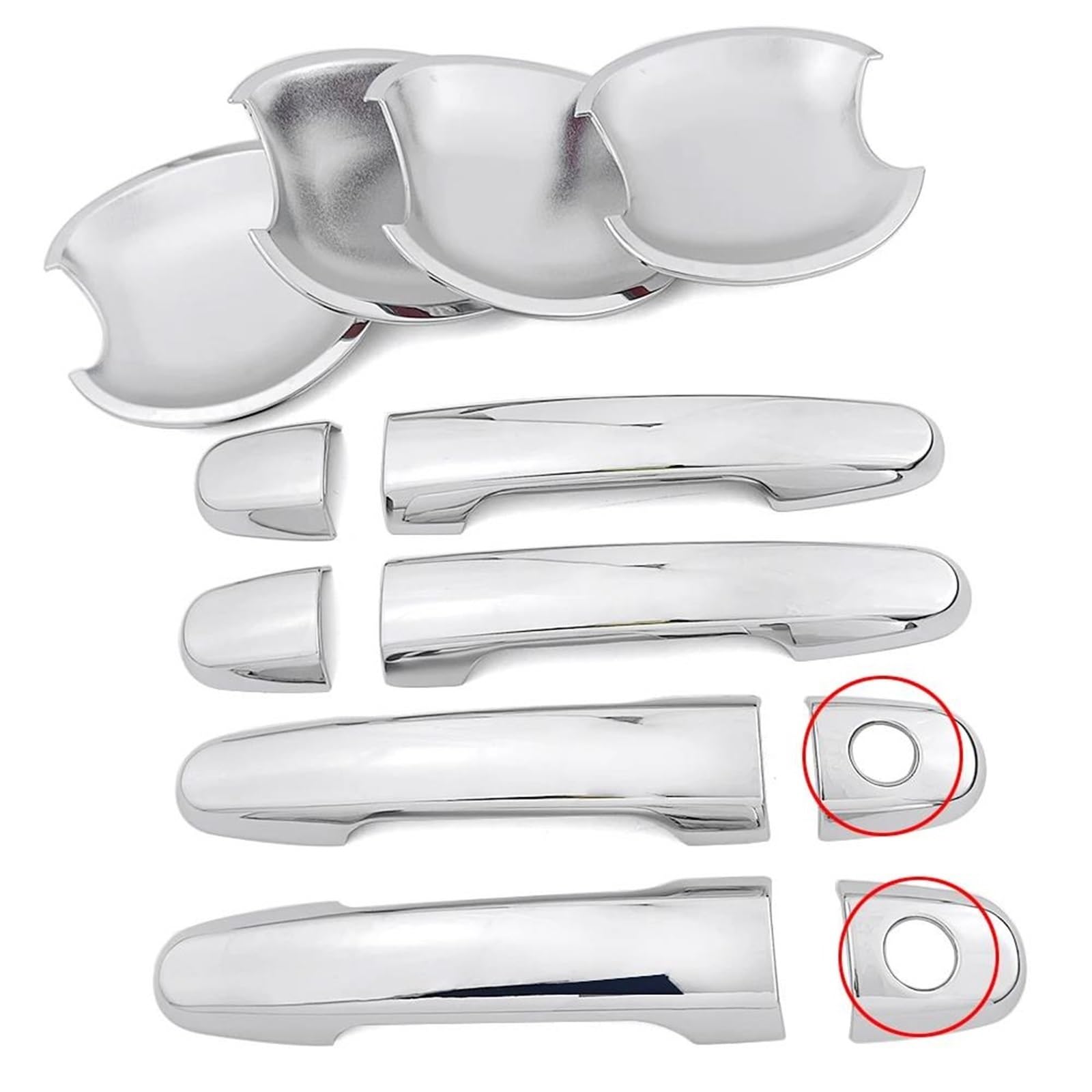 Zapora Style 3 Chrome Door Handle Cover Trim & Door Bowl Cover Car Styling Decorate For Toyota For Highlander 2001-2007(Style 3)