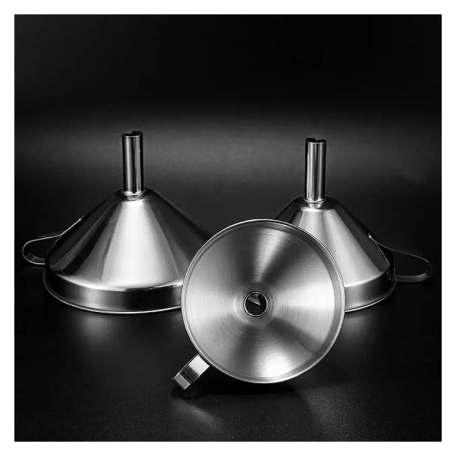 Embudo de acero inoxidable Embudo de cocina de acero inoxidable con filtro desmontable, boca ancha, plateado, varios tamaños(201-14.9 CM)