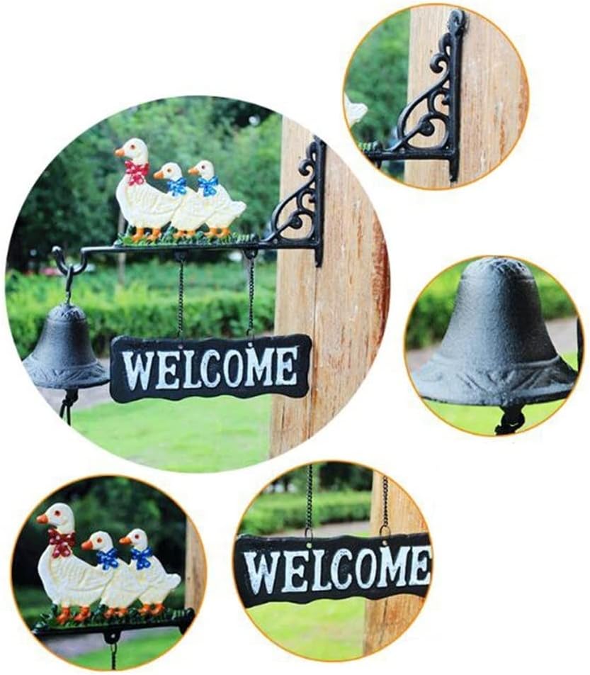 Cast Iron Dinner Bell Wall Hanging Welcome Bell Sign Farmhouse Doorbell Vintage Cute Duck Decoration Outdoor Home Patio Decorations