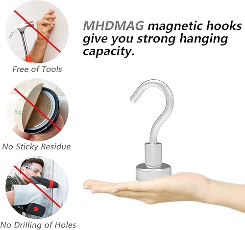 Miniatura 6 de Ganchos magnéticos para refrigerador, accesorios de crucero, súper imanes de 10 libras con neodimio de tierras raras para colgar, soporte de puerta,