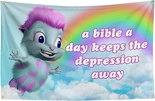 HCKHPH Tapiz de felicidad bíblica, tapices divertidos para decoración de dormitorio universitario con 4 graves, 3 x 5 pies