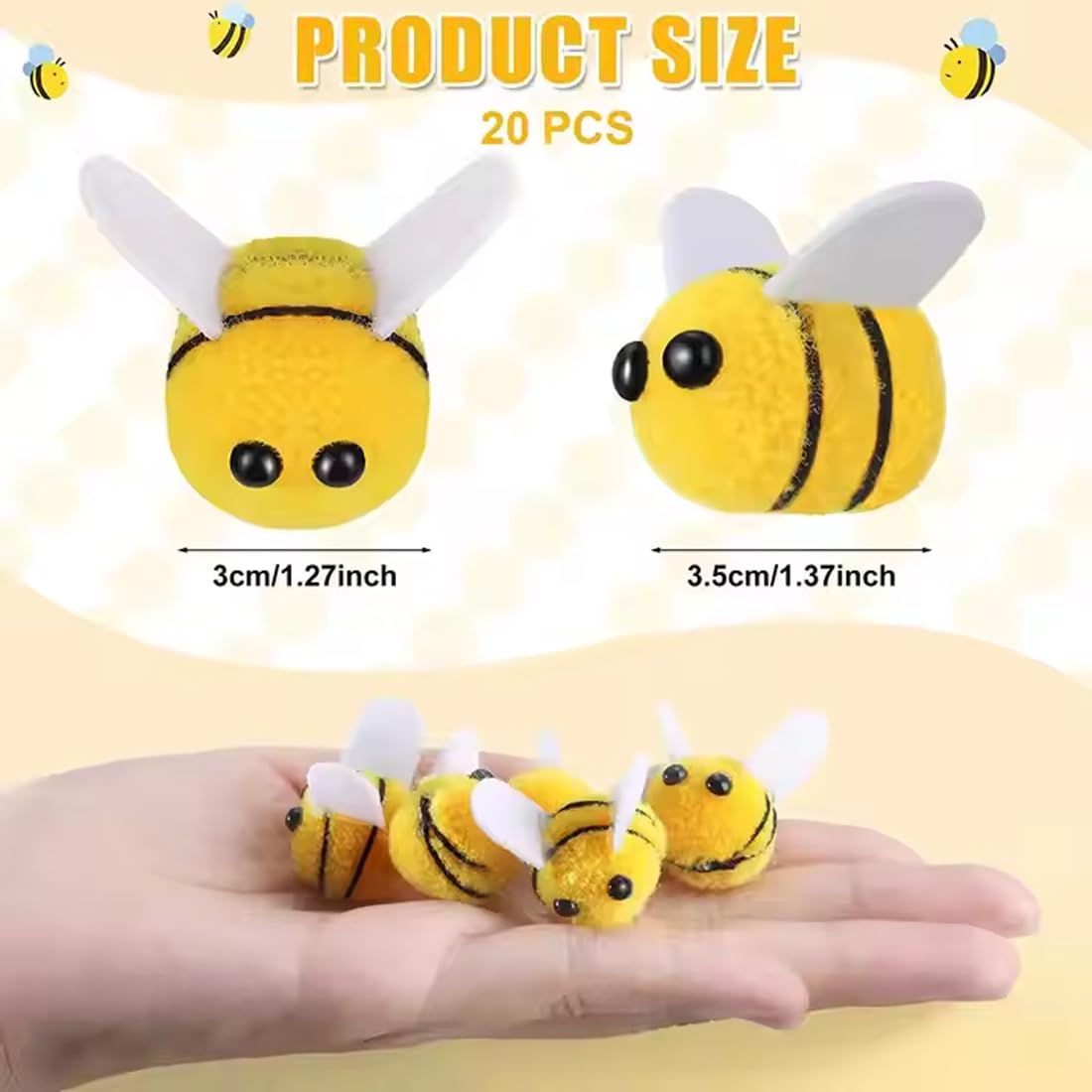 20 Piezas Mini Abeja de Fieltro de Lana de Abeja 20 mm Ideal para Manualidades, Fiestas y Decoración del Hogar