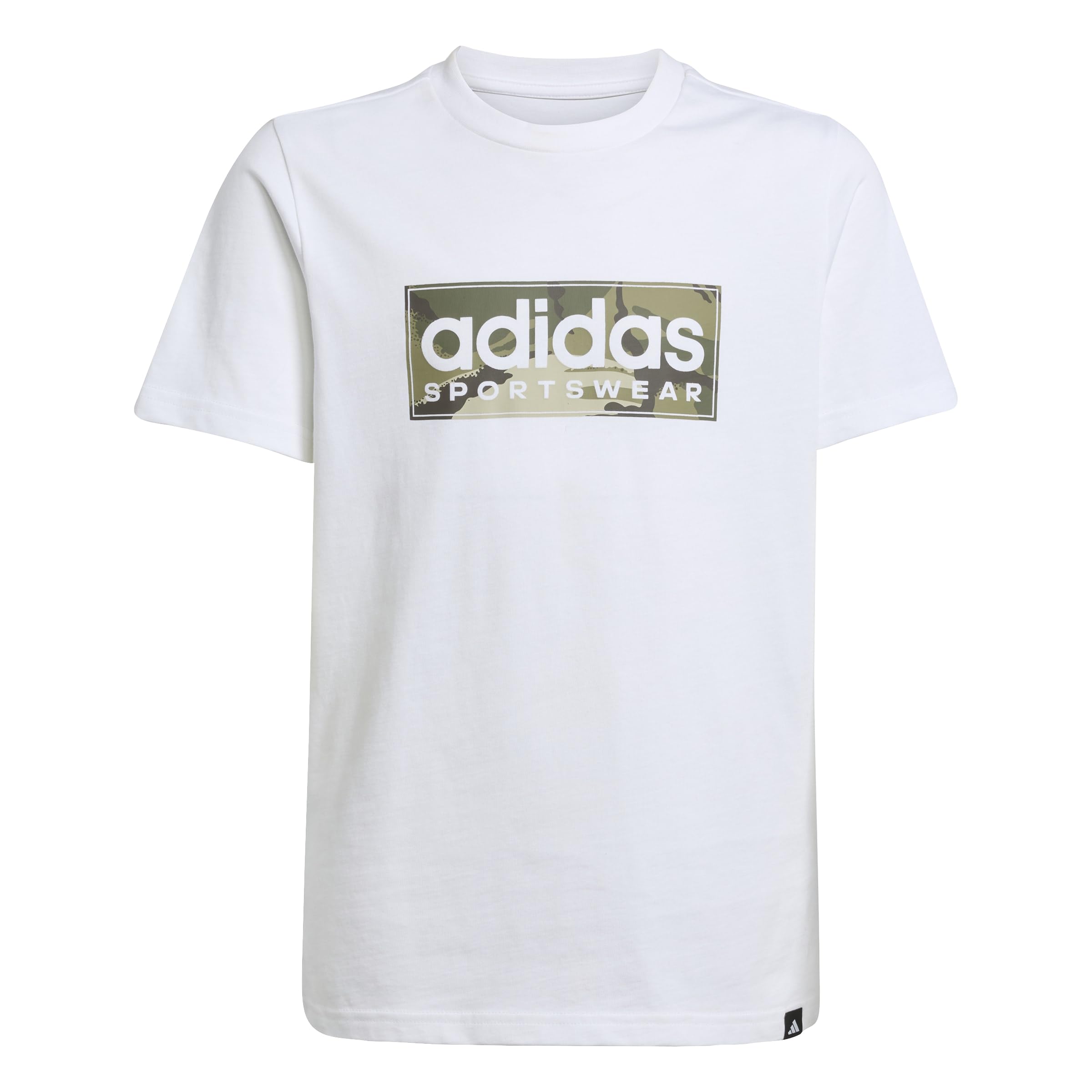 adidas Boy's CAMO Linear Junior Boys Graphic TEE, White, 11-12 Years